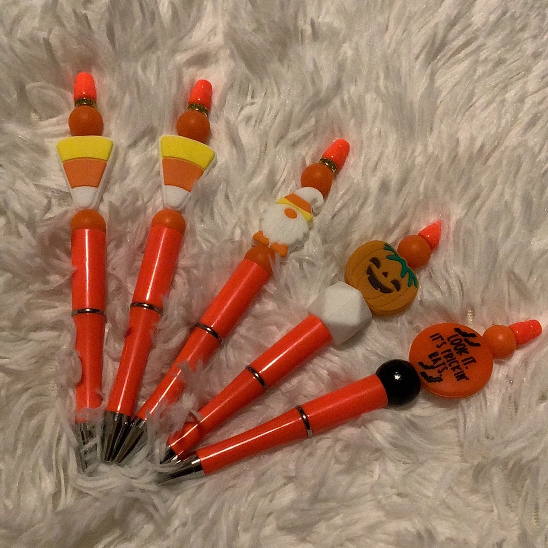 Beadable pen candy corn, pumpkin,ghome